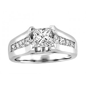 Ladies' ring white gold, Canadian diamonds Fire&Ice, princess cut
